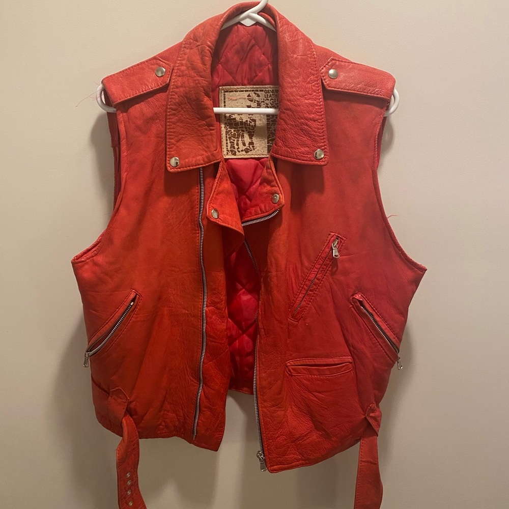 Vintage 1980 genuine leather red vest